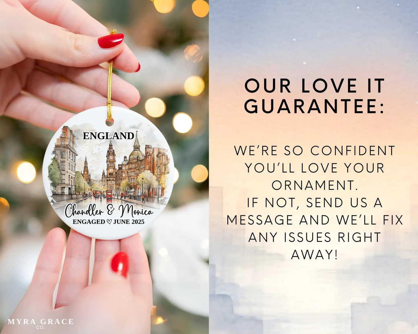 England Engagement Ornament Custom Gift Souvenir Bauble Present. Love it