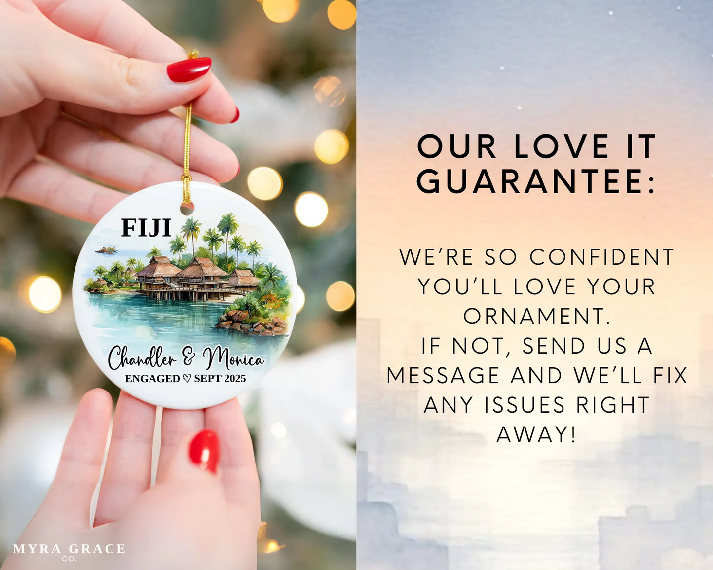 Fiji Engagement Ornament Custom Gift Souvenir Bauble Present. Love it