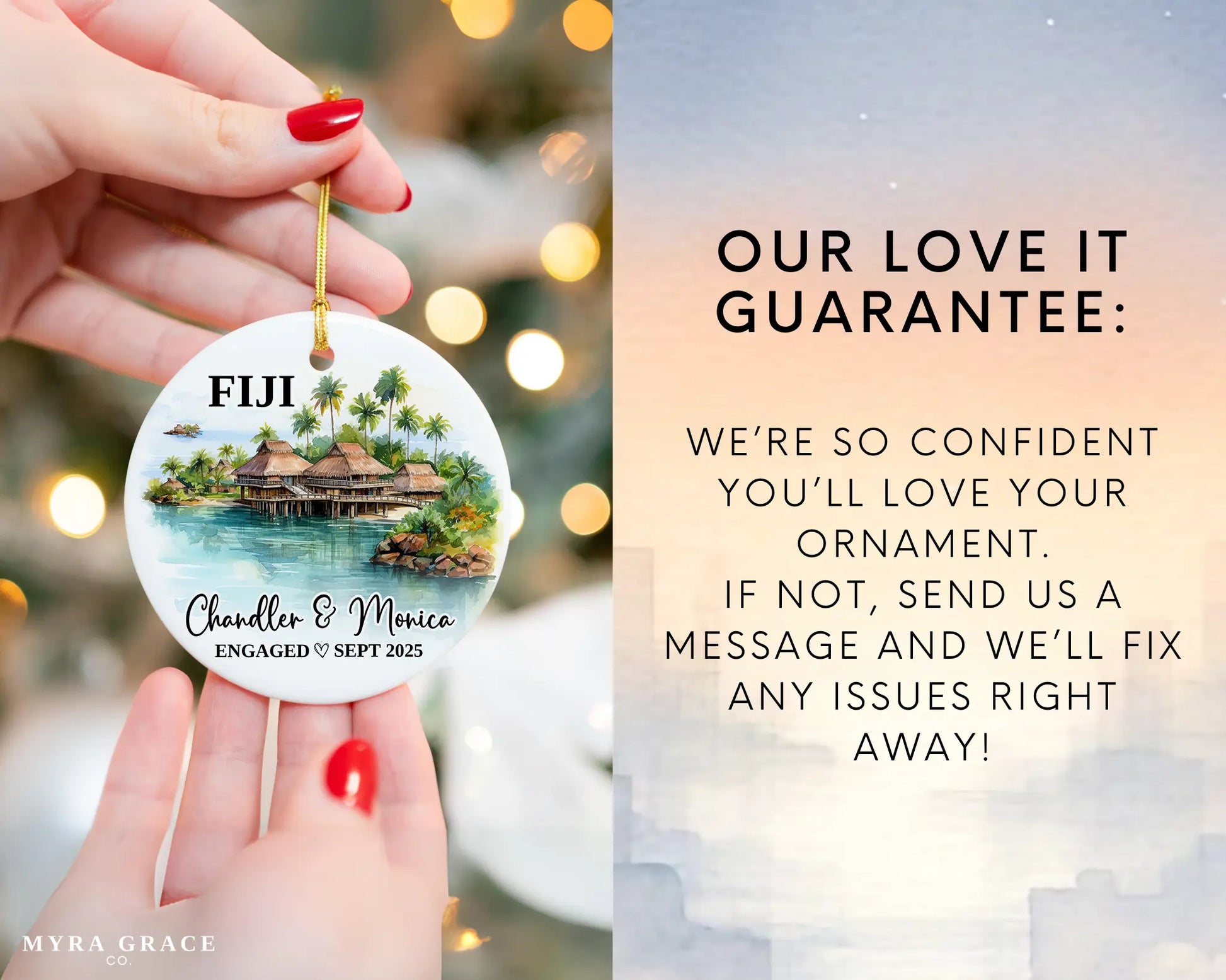 Fiji Engagement Ornament Custom Gift Souvenir Bauble Present. Love it
