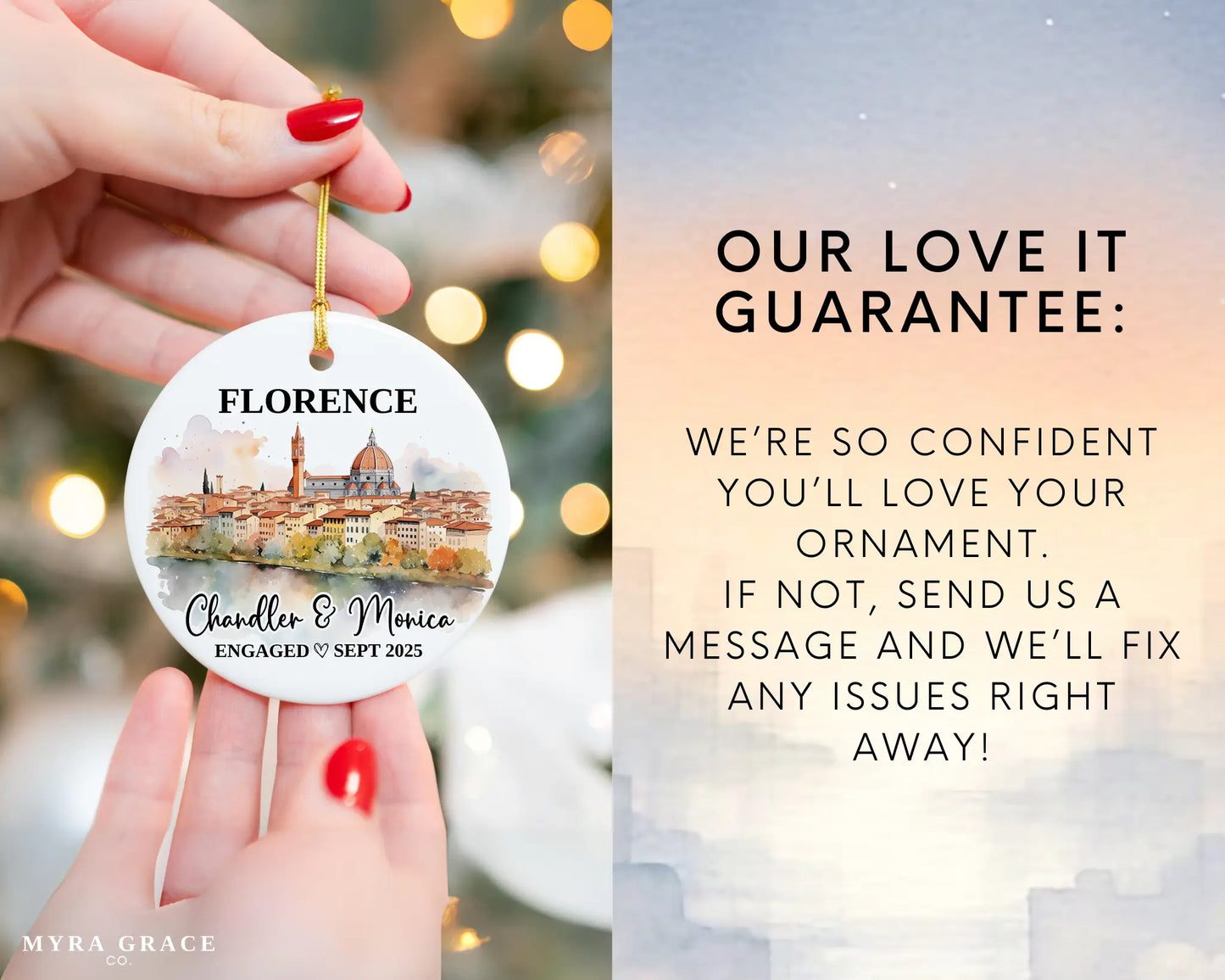 Florence Engagement Ornament Custom Gift Souvenir Bauble Present