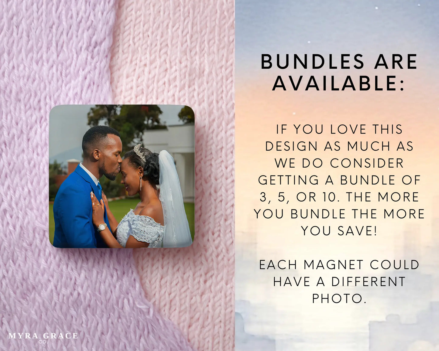 Custom Photo Magnets. Gift for Wedding, newlyweds, and couples. Bundles are available