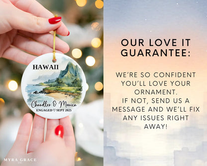 Hawaii Engagement Ornament Custom Gift Souvenir Bauble Present. Love it