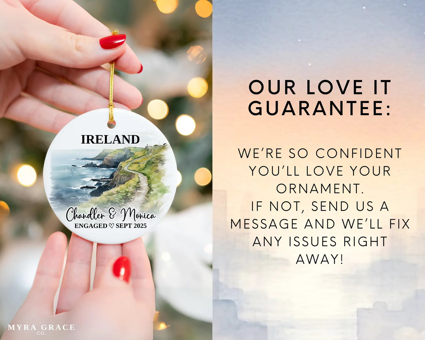 Ireland Engagement Ornament Custom Gift Souvenir Bauble Present
