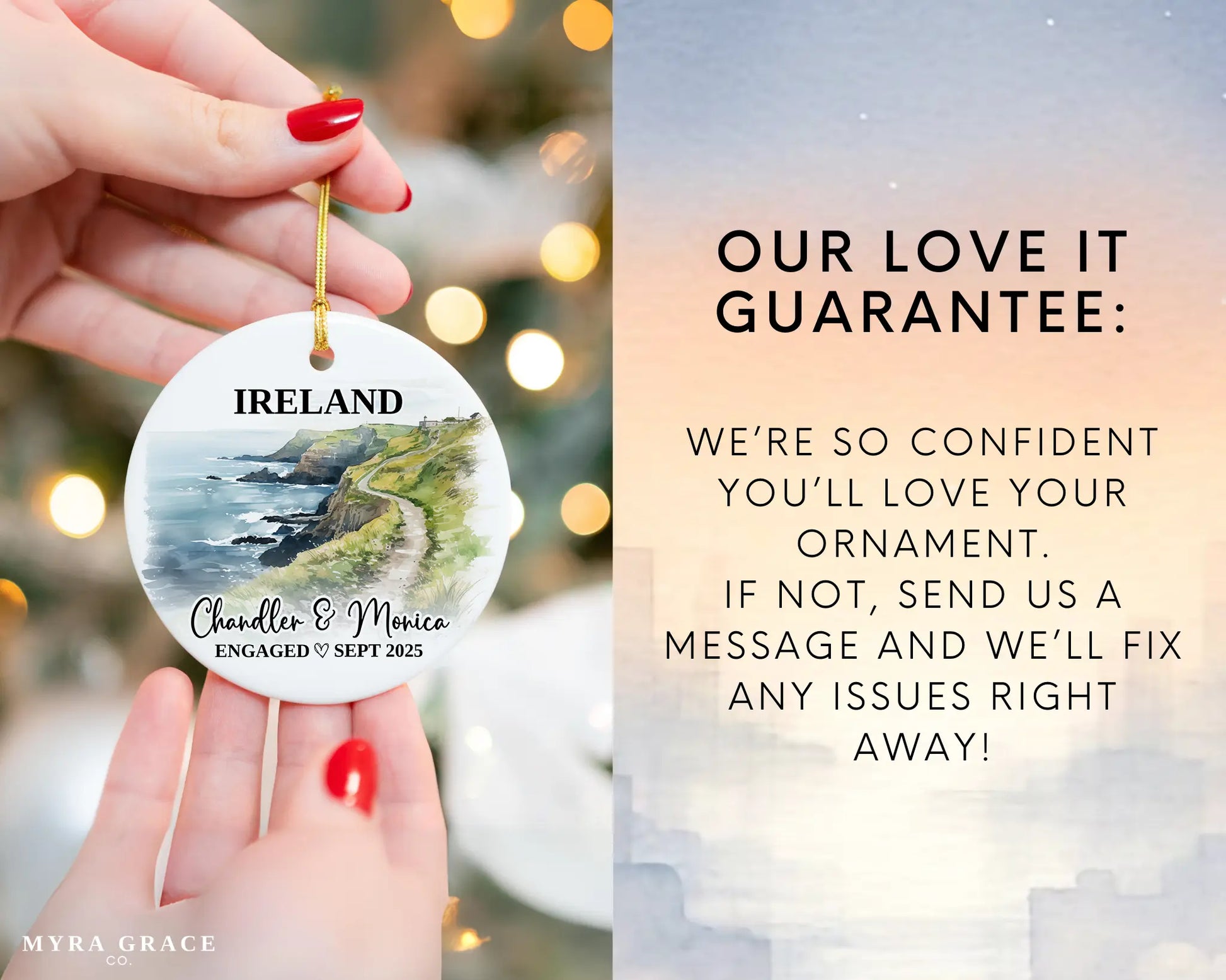 Ireland Engagement Ornament Custom Gift Souvenir Bauble Present
