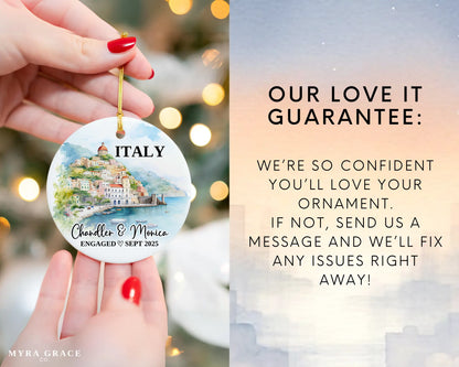 Italy Engagement Custom Ornament, Italy Bauble, Amalfi Coast