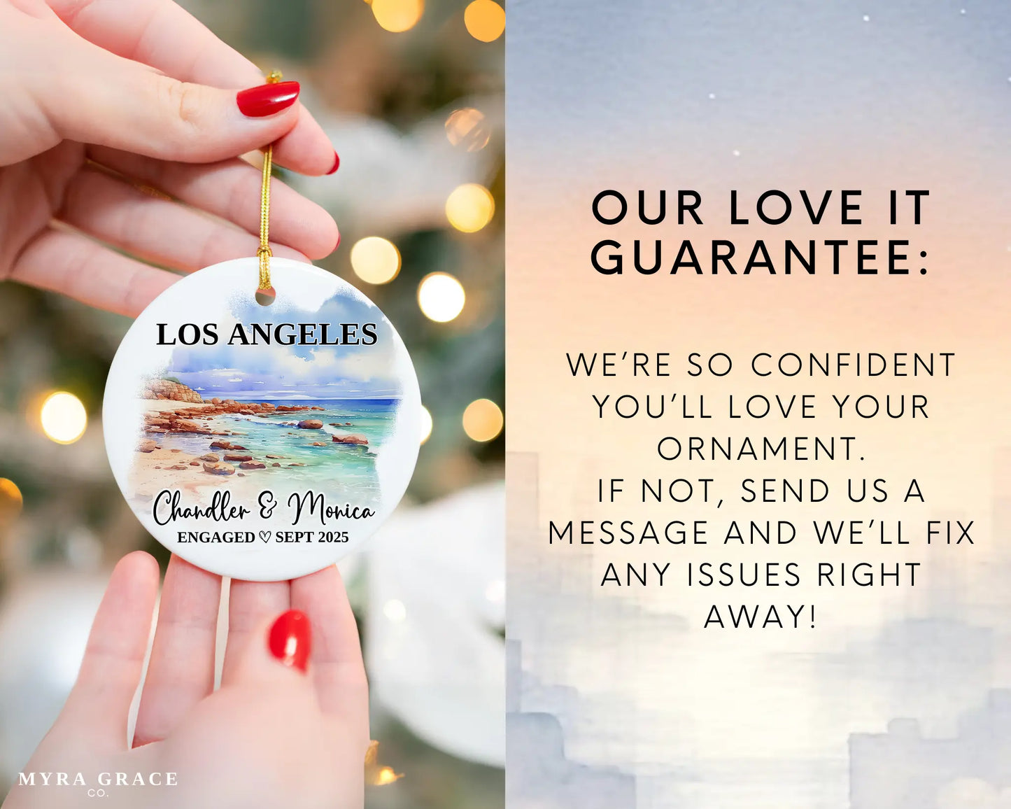 Los Angeles Engagement Ornament Custom Gift Souvenir Bauble Present. Love it