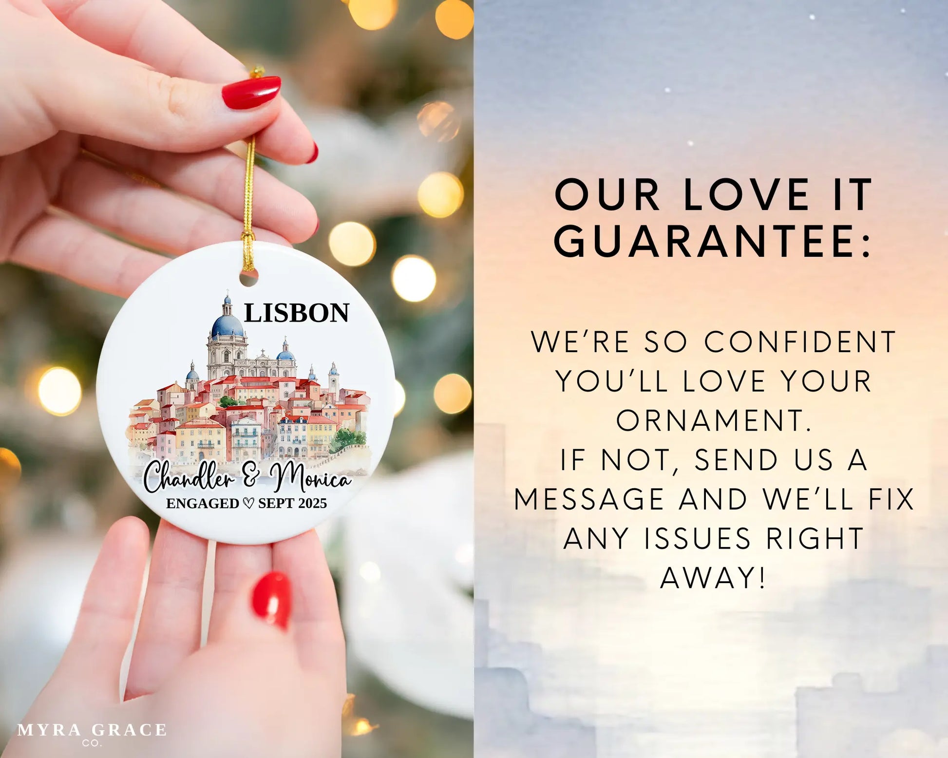 Lisbon Engagement Ornament Custom Gift Souvenir Bauble Present. Love it