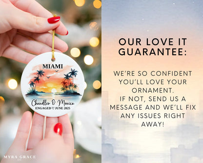 Miami Engagement Ornament Custom Gift Souvenir Bauble Present. Love it