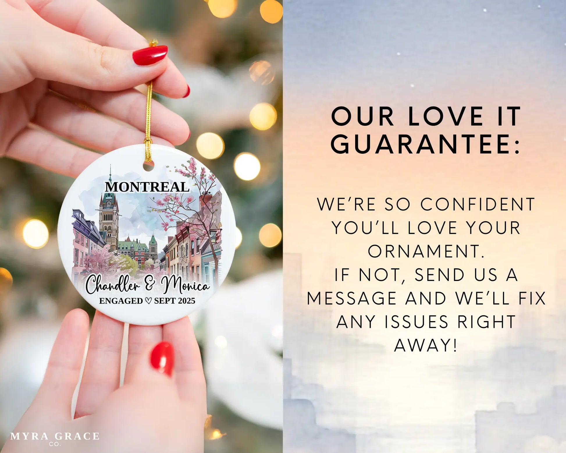 Montreal Engagement Ornament Custom Gift Souvenir Bauble Present. Love it