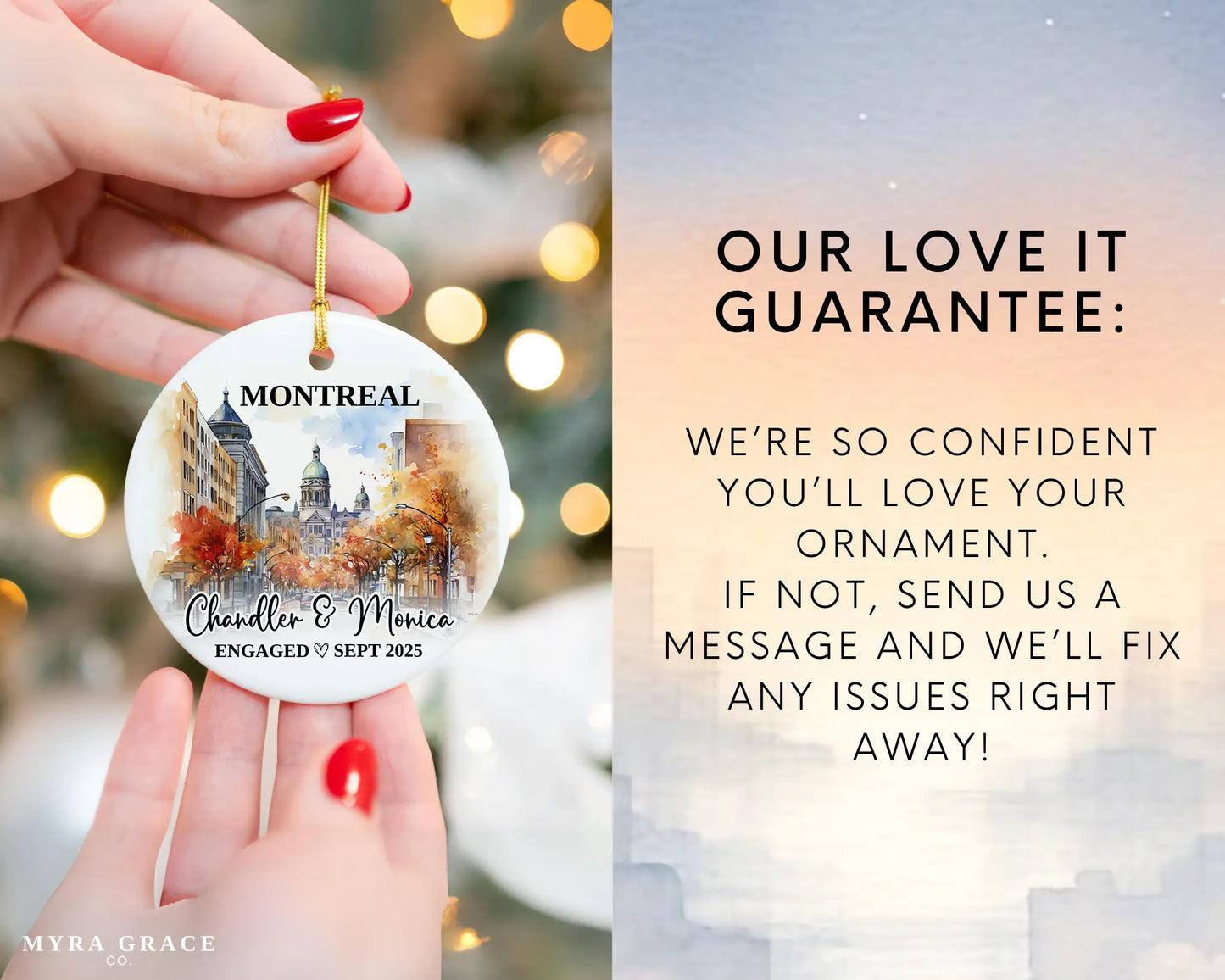Montreal Engagement Ornament Custom Gift Souvenir Bauble Present. Love it