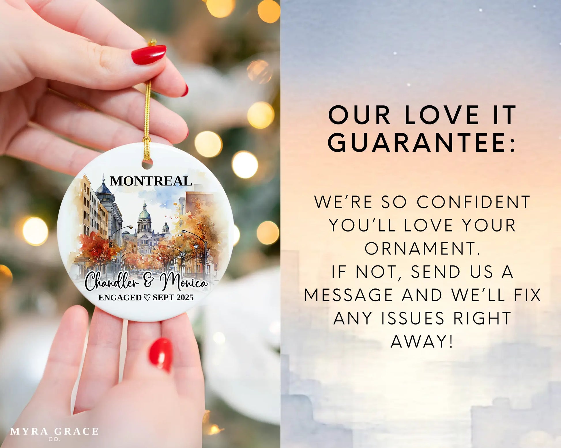 Montreal Engagement Ornament Custom Gift Souvenir Bauble Present. Love it