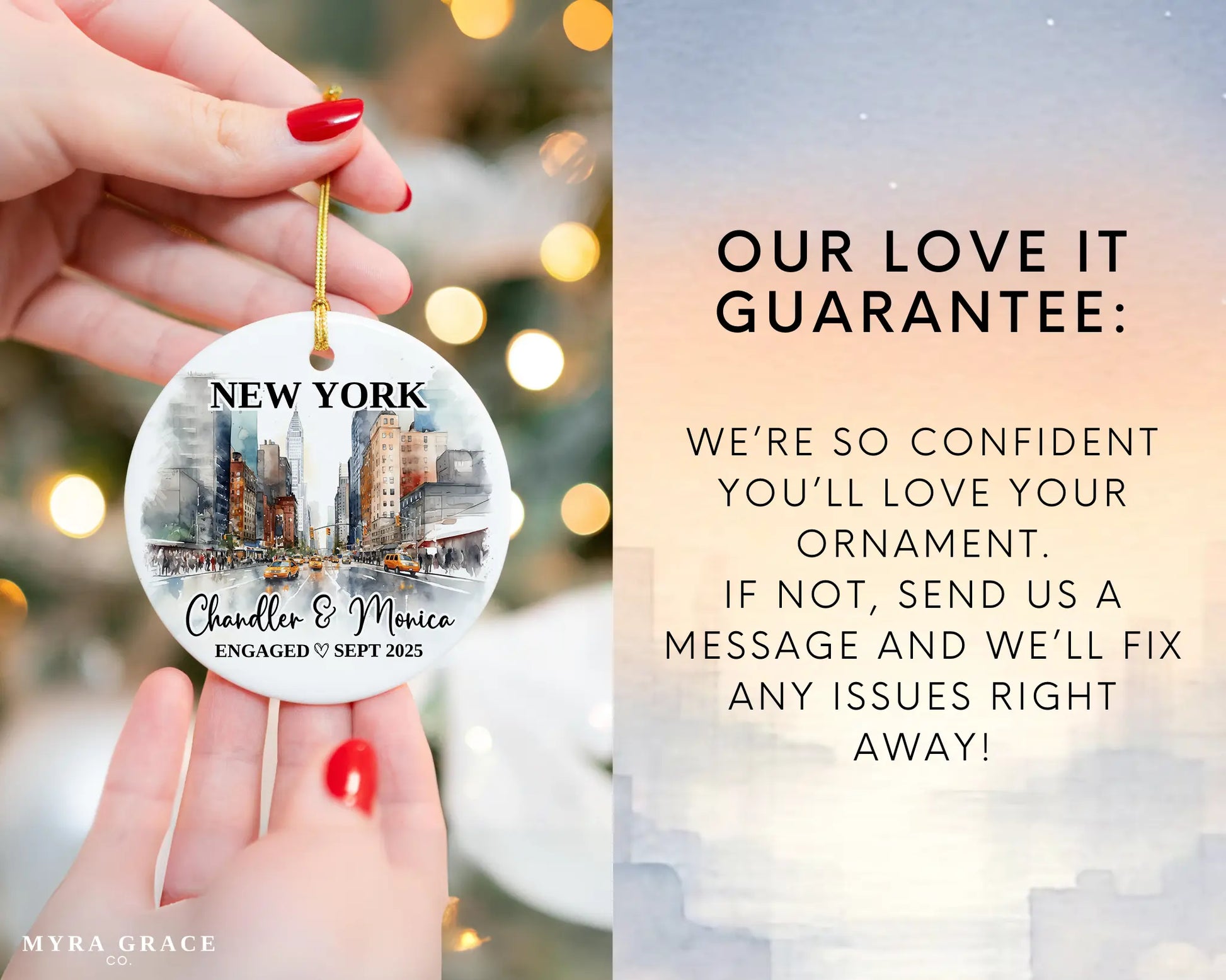 New York Engagement Ornament Custom Gift Souvenir Bauble Present. Love it