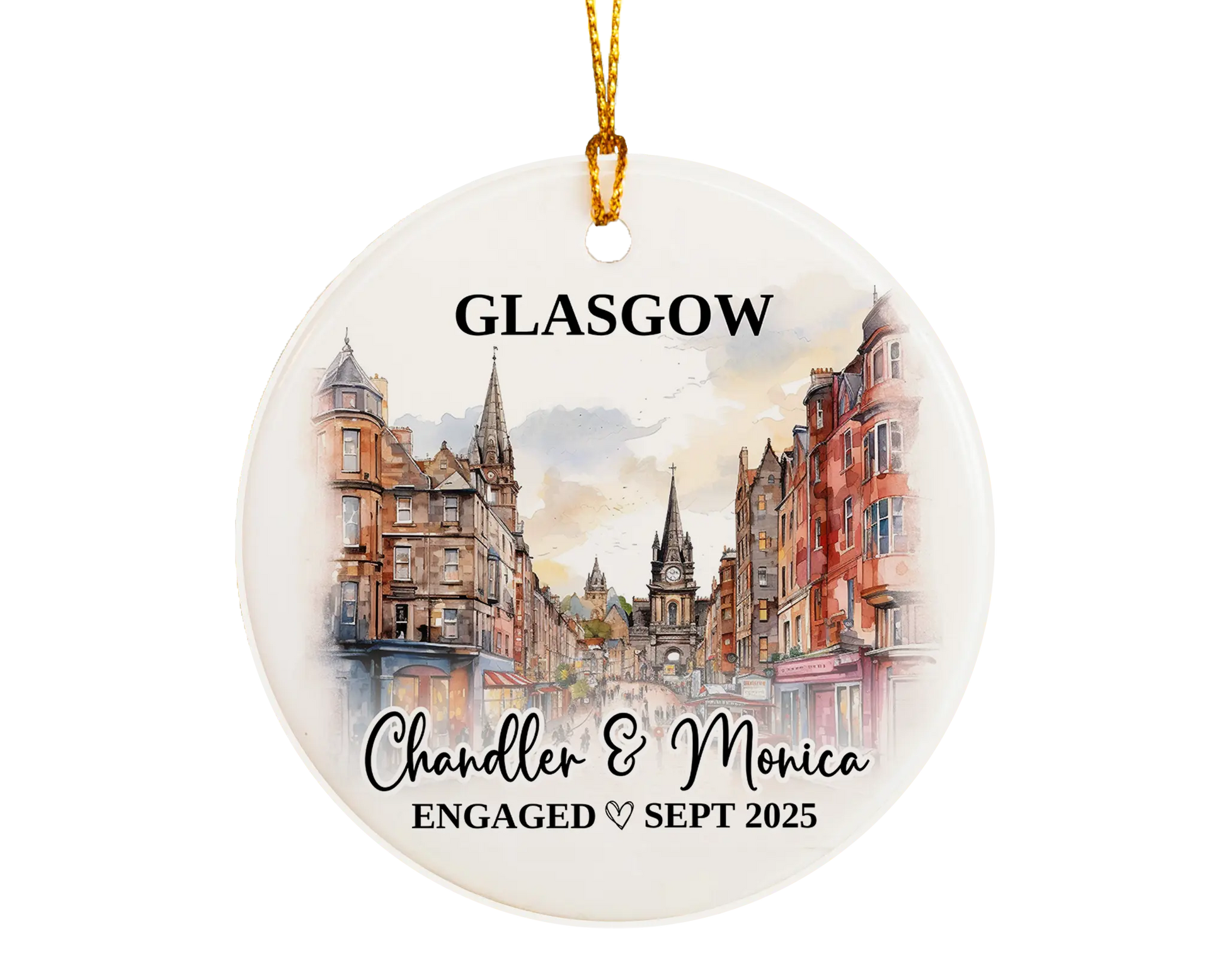 Glasgow Engagement Ornament Custom Gift Souvenir Bauble Present