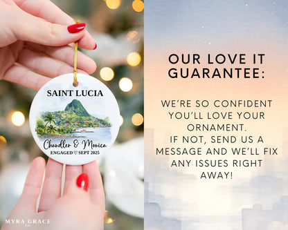 Saint Lucia Engagement Ornament Custom Gift Souvenir Bauble Present. Love it