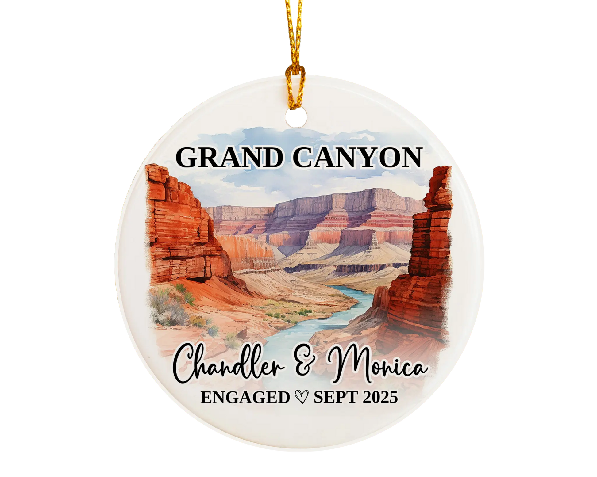Grand Canyon Engagement Ornament Custom Gift Souvenir Bauble Present