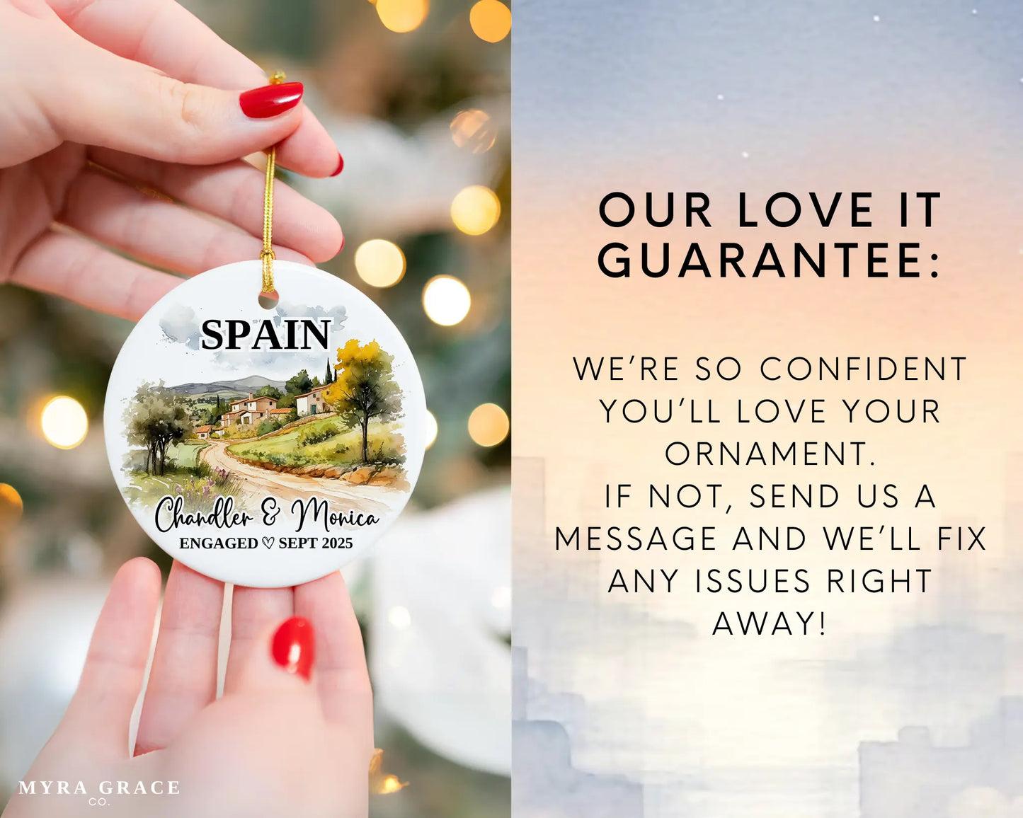 Spain Engagement Ornament Custom Gift Souvenir Bauble Present. Love it
