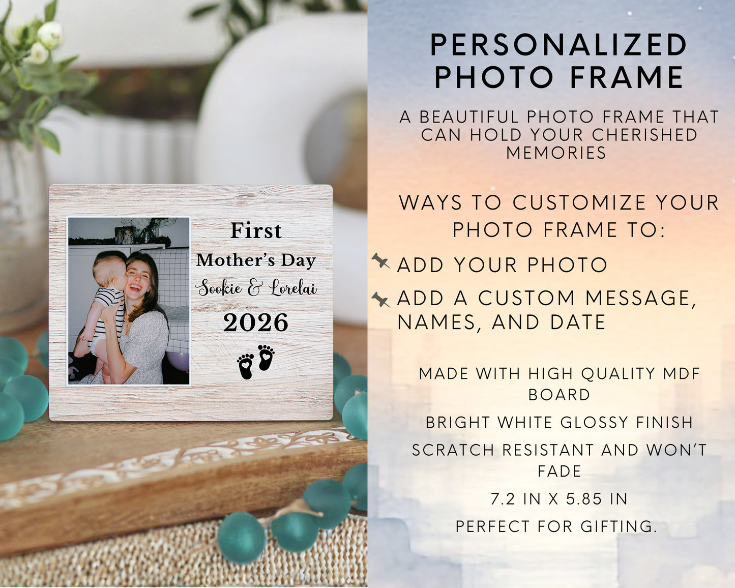 First Mother's Day Photo Board, Custom Mother Picture Board, Personalized Mother Photo Board, Mom Gift, Present for Mom, First Mother's Day
