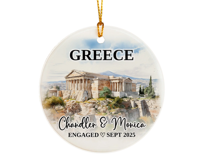 Greece Engagement Ornament Custom Gift Souvenir Bauble Present
