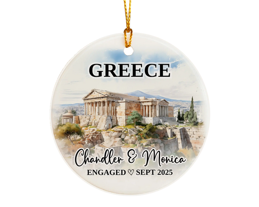 Greece Engagement Ornament Custom Gift Souvenir Bauble Present