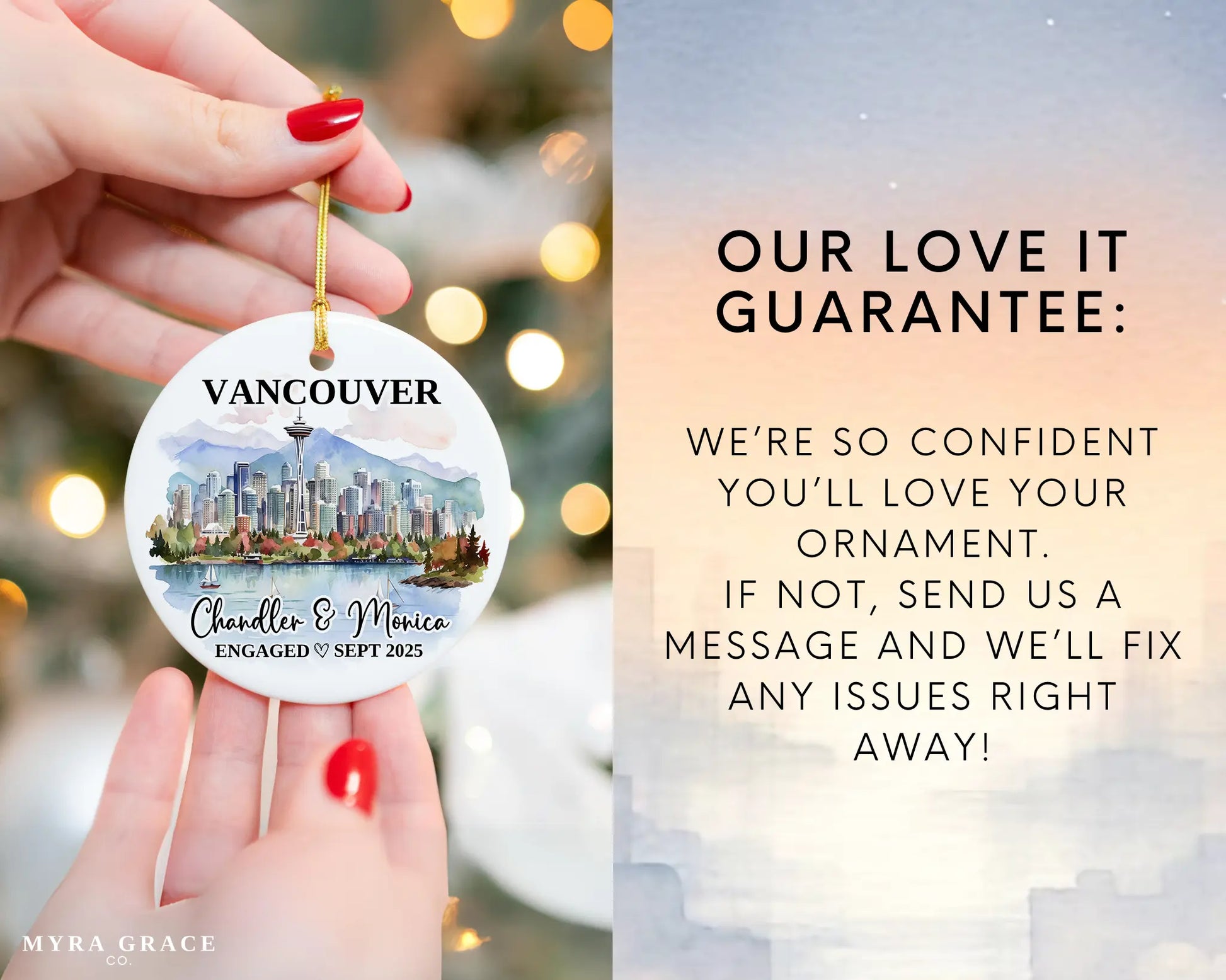 Vancouver Engagement Ornament Custom Gift Souvenir Bauble Present. Love it