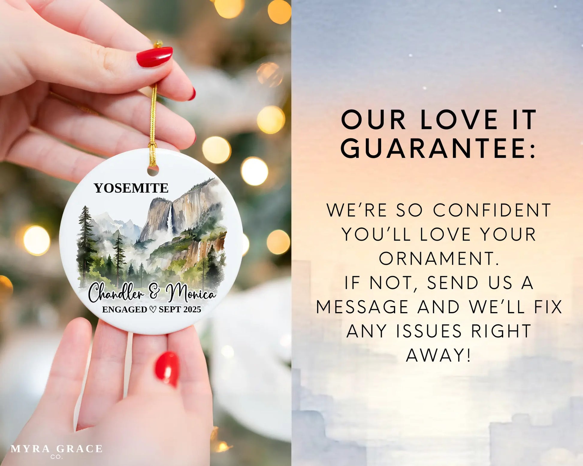 Yosemite Engagement Ornament Custom Gift Souvenir Bauble Present. Love it