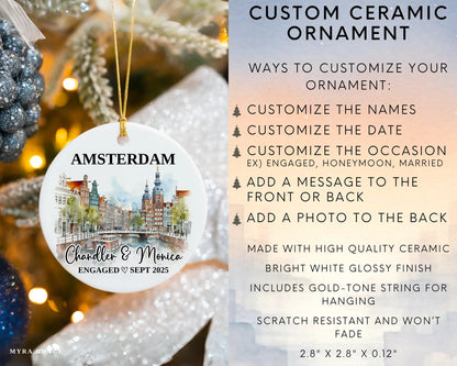 Amsterdam Engagement Ornament Custom Gift Souvenir Bauble Present. Infographics