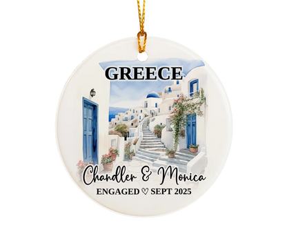 Greece Engagement Ornament Custom Gift Souvenir Bauble Present