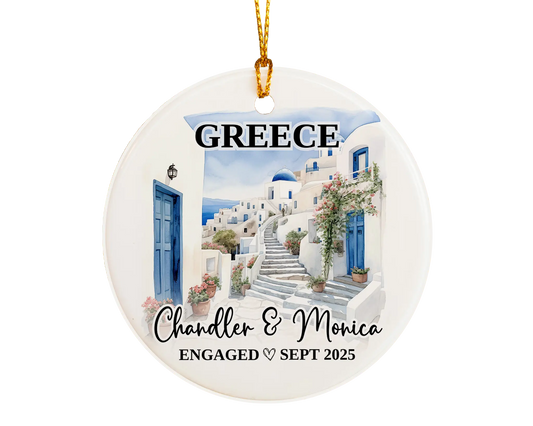 Greece Engagement Ornament Custom Gift Souvenir Bauble Present
