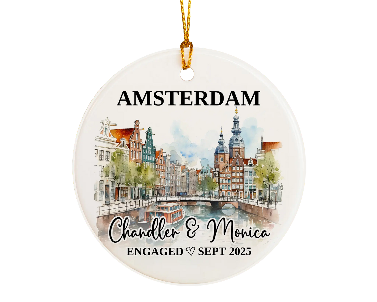 Amsterdam Engagement Ornament Custom Gift Souvenir Bauble Present