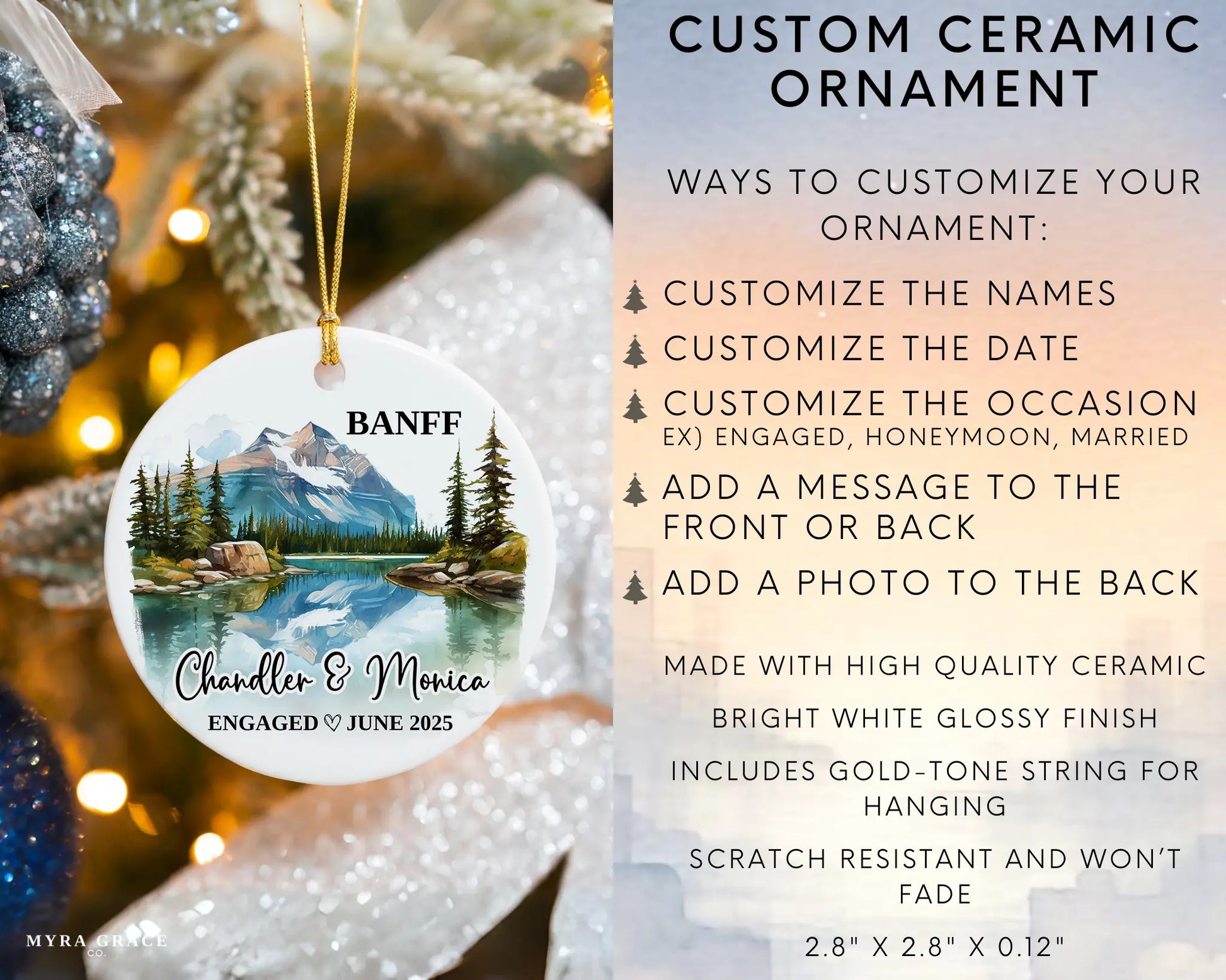 Banff Engagement Ornament Custom Gift Souvenir Bauble Present. Infographic