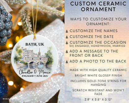 Bath UK Engagement Ornament Custom Gift Souvenir Bauble Present. Infographic