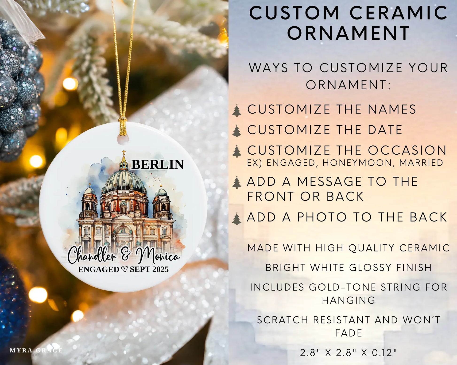 Berlin Engagement Ornament Custom Gift Souvenir Bauble Present. Infographic