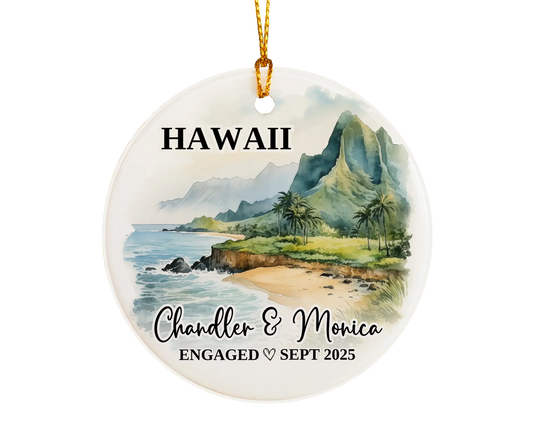 Hawaii Engagement Ornament Custom Gift Souvenir Bauble Present