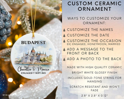 Budapest Engagement Ornament Custom Gift Souvenir Bauble Present. Infographic