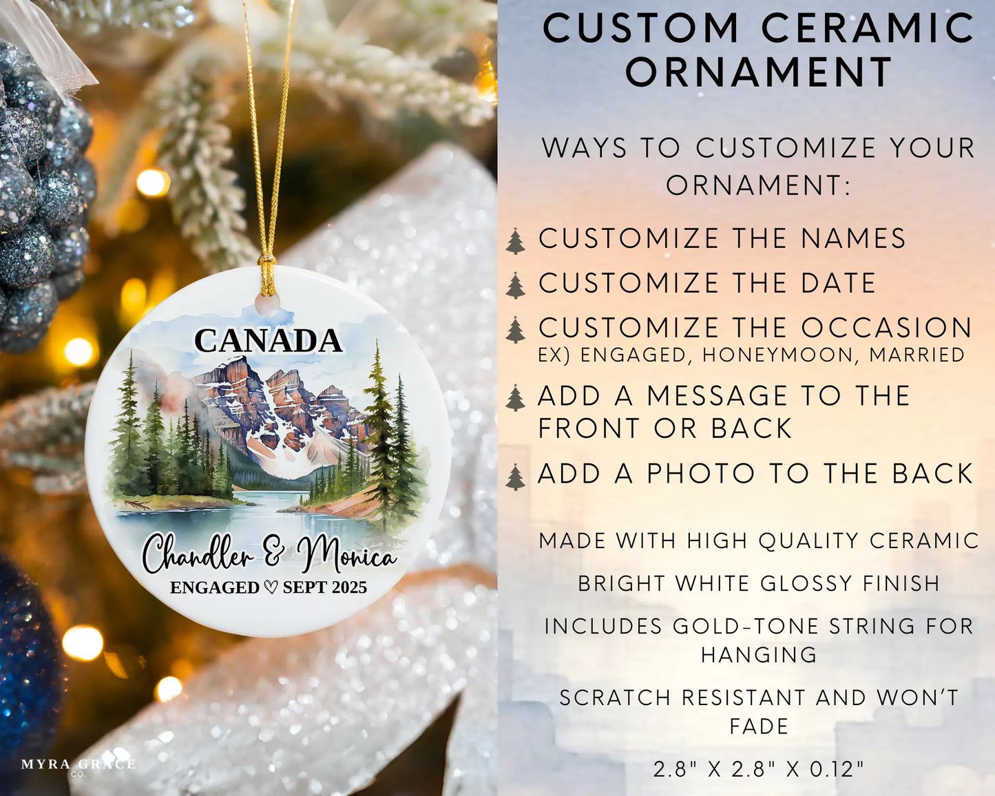 Canada Engagement Ornament Custom Gift Souvenir Bauble Present. Infographic