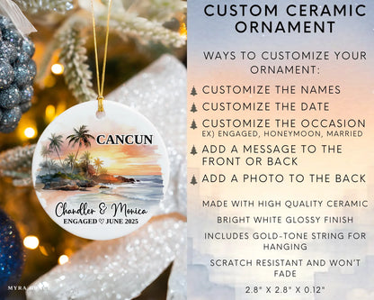 Cancun Engagement Custom Ornament, Cancun Bauble, Mexico