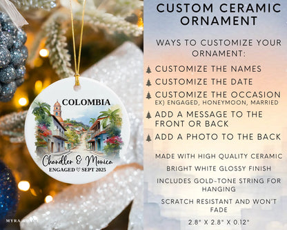 Colombia Engagement Ornament Custom Gift Souvenir Bauble Present. Infographic
