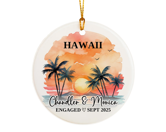 Hawaii Engagement Ornament Custom Gift Souvenir Bauble Present