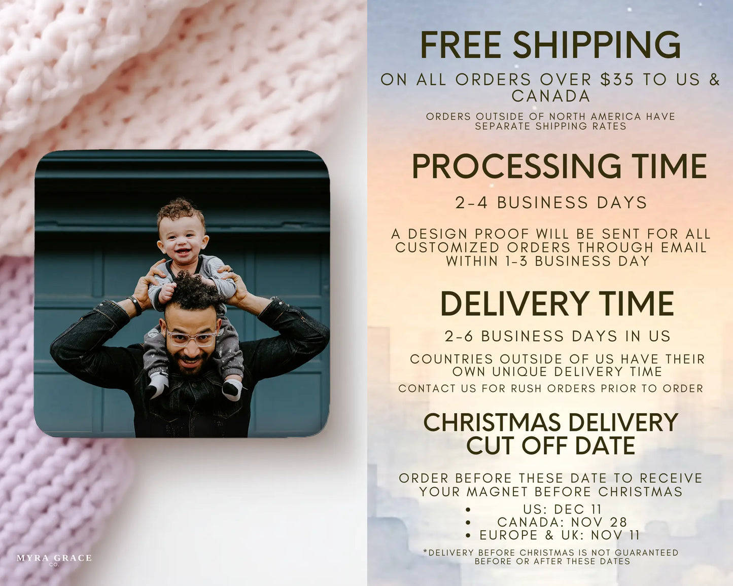 Dad and Son Magnet Custom Personalized Gift Souvenir Present. Free Shipping