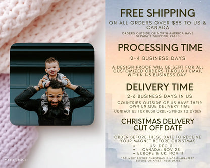 Dad and Son Magnet Custom Personalized Gift Souvenir Present. Free Shipping