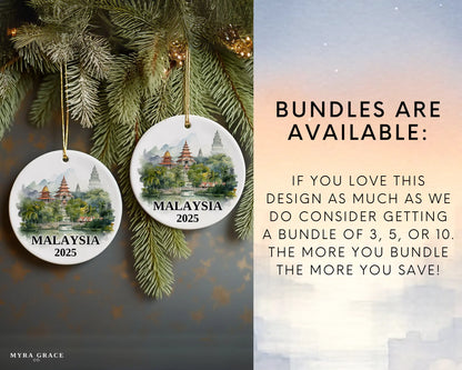 Malaysia Ornament Custom Gift Souvenir Bauble. Custom Malaysia ceramic photo ornament with personalized message – handmade Christmas bauble, gift souvenir, or vacation keepsake.   Bundles are available