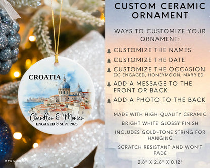 Croatia Engagement Ornament Custom Gift Souvenir Bauble Present. Infographic