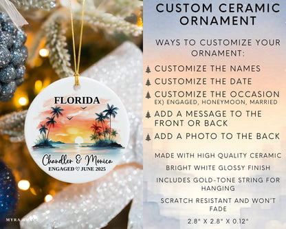 Florida Engagement Ornament Custom Gift Souvenir Bauble Present. Infographic