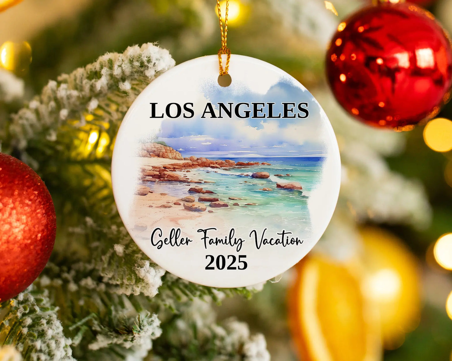 Los Angeles Vacation Custom Ornament, Los Angeles Bauble, L.A, California Beach