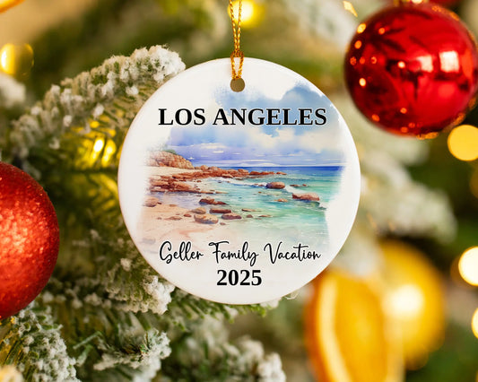 Los Angeles Vacation Custom Ornament, Los Angeles Bauble, L.A, California Beach