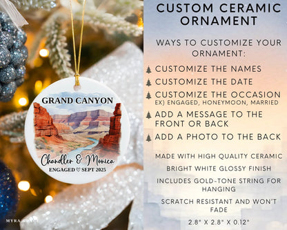 Grand Canyon Engagement Ornament Custom Gift Souvenir Bauble Present. Infographic