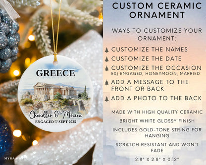 Greece Engagement Ornament Custom Gift Souvenir Bauble Present. Infographics