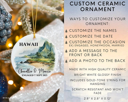 Hawaii Engagement Ornament Custom Gift Souvenir Bauble Present. Infographic