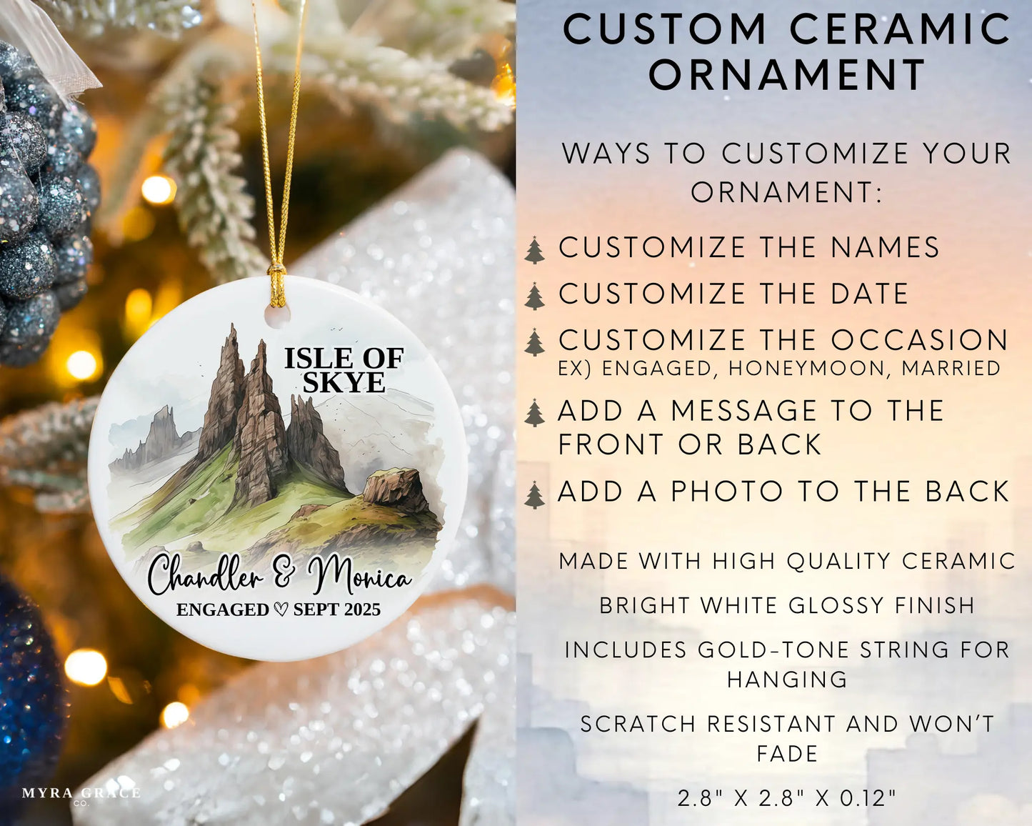 Isle of Skye Engagement Custom Ornament, Isle of Skye Bauble, Scotland