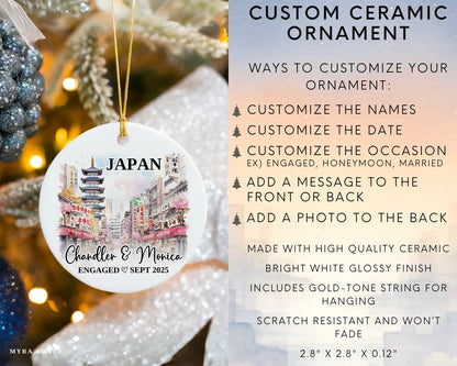 Japan Engagement Ornament Custom Gift Souvenir Bauble Present. Infographic